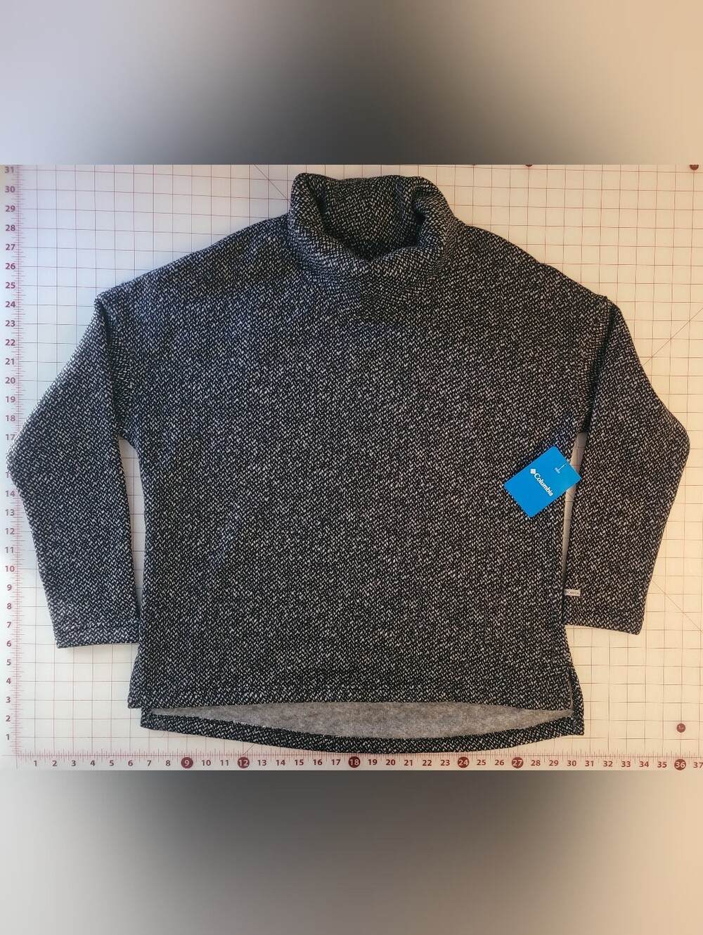 Columbia Black & White Marled Cowl Neck Sweater